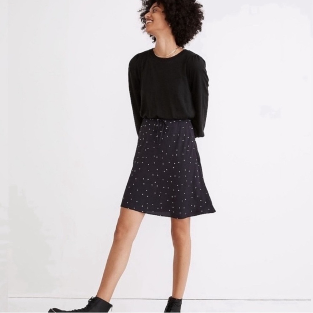 Madewell size 00 Drawstring Slip Skirt 90s Y2K Dark Navy Night Stars whimisgoth